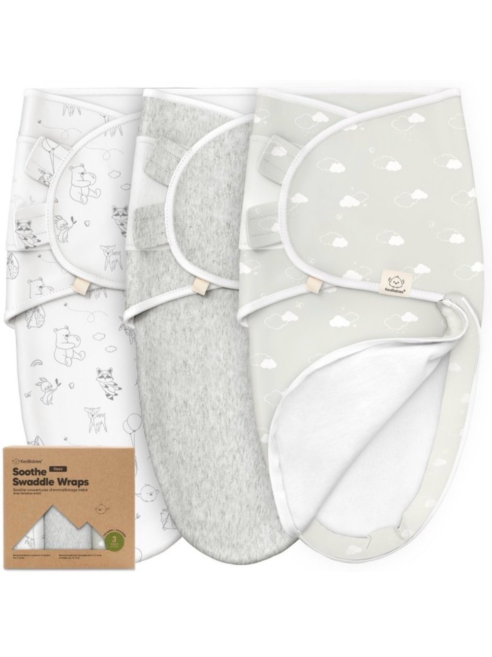 NWT KeaBabies 3pk Organic Swaddle Wraps
